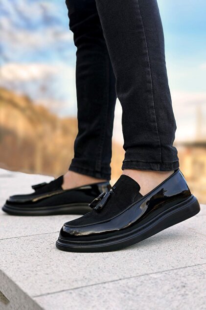 Men's Patent Black Plain Classic Shoes