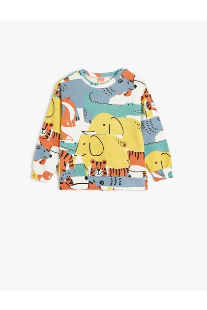 Ecru Patterned Baby Boy Sweatshirt 5Wmb10006Tk