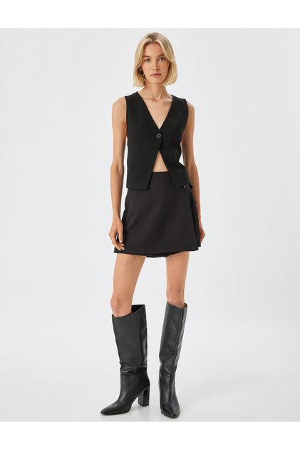 Double Breasted Black Women's Skirt 5Wak40004Pw