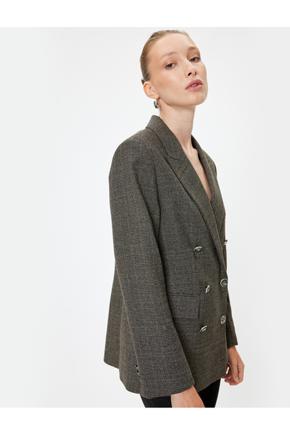 Blazer Jacket with Double Breasted Closure and Pocket Detail