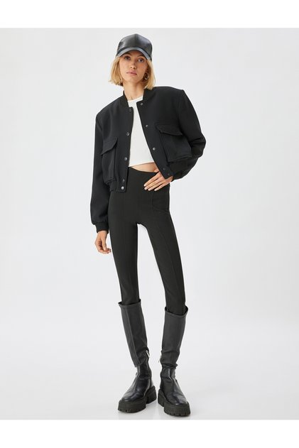 Ribbed Leggings High Waist Elastic Slim Fit