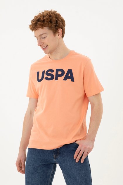 Men's Regular Fit Crew Neck Salmon Basic T-Shirt 50279620-Vr047