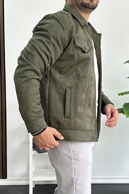 Edwox Erkek Slim Fit Cepli Nubuk Ceket Yeşil Edw081 - Fiyatı