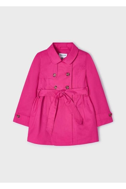 Girl's Buttoned Trench Coat - Fuchsia