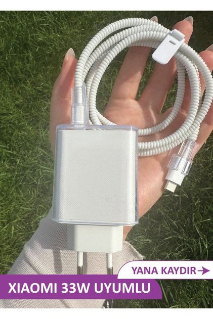 Xiaomi Redmi 33w  Uyumlu Şarj Aleti Kılıfı, Ve Şarj Kablo Koruyucu Set