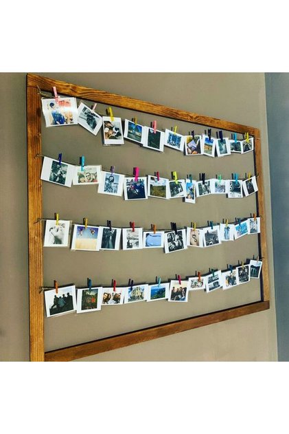 40x70 Cm Duvar Için Led Işıklı Ipli Ve Mandallı Çoklu Fotoğraf Çerçevesi, Resim Yok