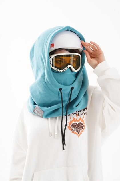 Kadın Polar Turkuaz Kask Üstü Kar Maskesi Balaklava Şapka Atkı Boyunluk Kayak Snowboard