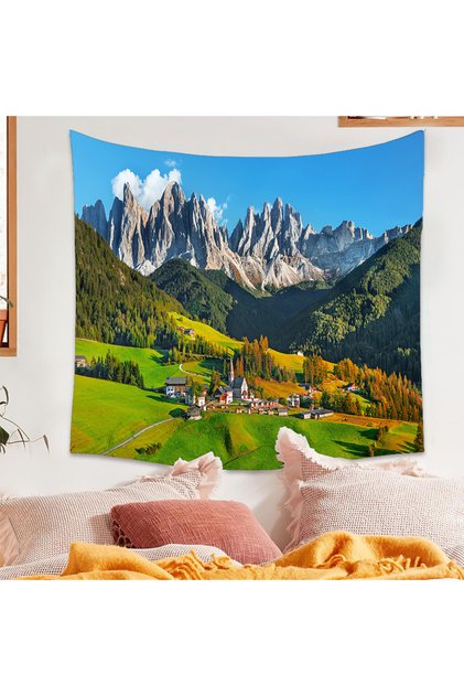 Nature Highland Pine Tree Mountain Cloud Sky Wall Cloth Wall Tapestry Decoration Decorative Wall Art