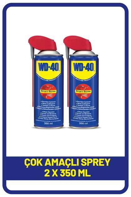 WD-40 Smart Straw Akıllı Pipetli Sıvı, Yağ Çözücü, Pas Sökücü, Temizleyici, Koruyucu, 350ml x 2 Adet
