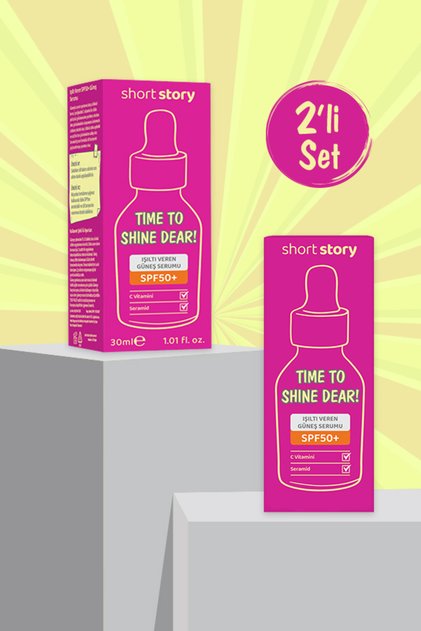 Time To Shine Dear | Işıltı veren güneş serumu spf50+, C vitamini, Seramid'li Multi Formül 2'li set