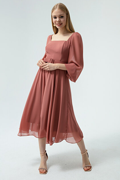 sachin and babi light blue dress Womens Salmon Color Chiffon Dress