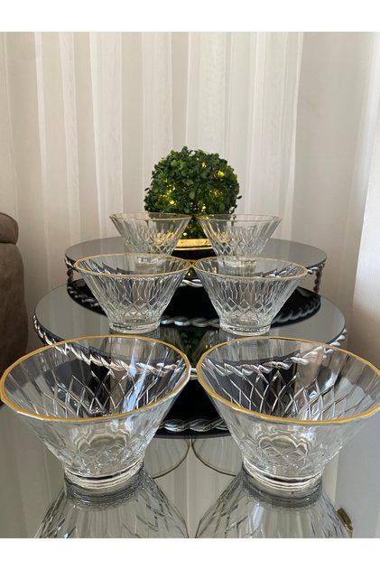 6 Pieces Bowl & Snack Bowl & Ice Cream Bowl with Gold Details