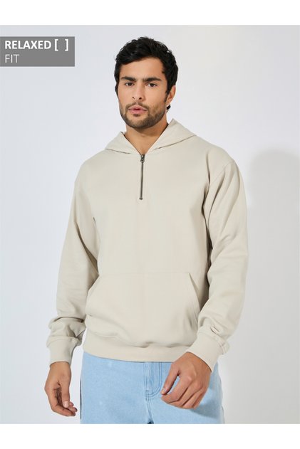 Quarter Zip Relaxed Fit Fleece Hoodie