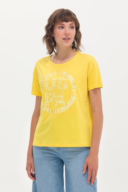 Women's Yellow Crew Neck T-Shirt 50262944-Vr094