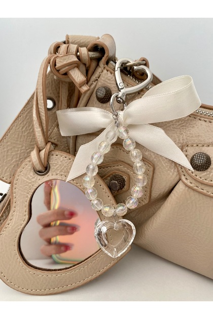 Transparent Beaded Heart-Shaped Coquette Bag Charm