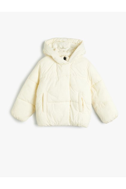 Hooded Puffer Jacket with Pocket Detail and Elastic Cuffs