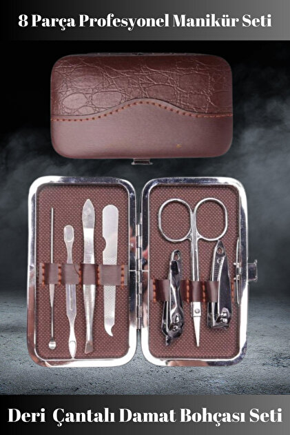 Hane Dostu 7+1 Parça Paslanmaz Çelik Çantalı Profesyonel Manikür