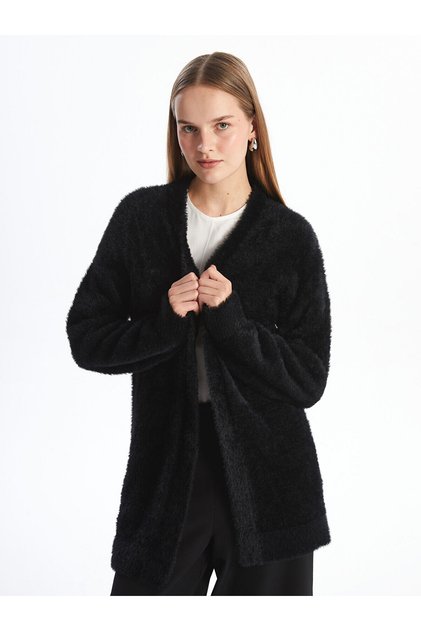 Ozmarka New Season Shawl Collar Plain Long Sleeve Women's Plush Cardigan