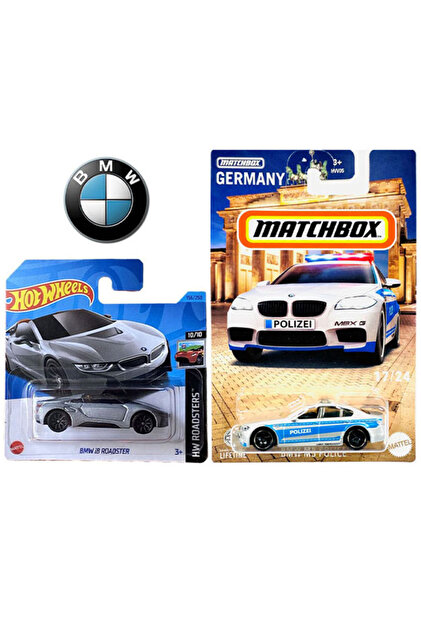 HOT WHEELS 2 Araç BMW Set - i8 Roadster & Matchbox M5 Police (1/64