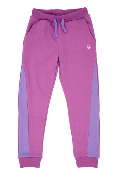 Girl's Side Pocket Adjustable Lace up Stripe Detailed Sweatpants Violet Purple
