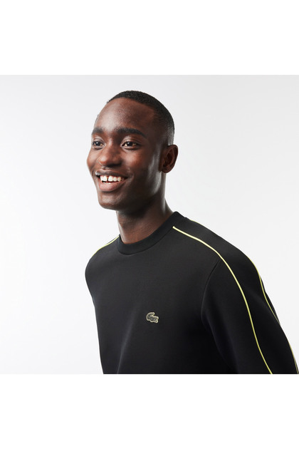 Lacoste Erkek Classic Fit Bisiklet Yaka Baskılı Siyah Sweatshirt