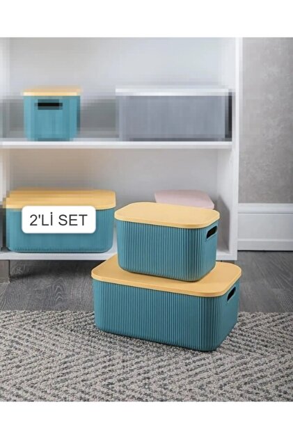 Bayev 2'Li Set Storage 6 + 13 Lt Yeşil Dolap Düzenleyici Kapaklı