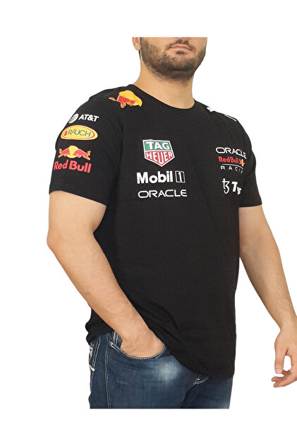 NEIGHBORHOOD×Red Bull Racing×HONDA Tシャツ More Erkek Bisiklet Yakalı Honda Redbull Baskılı Kısa Kollu Siyah
