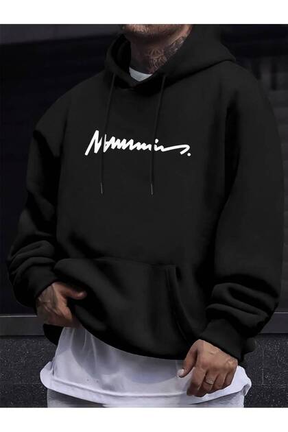 Men's Handwritten Printed Hooded Sweatshirt