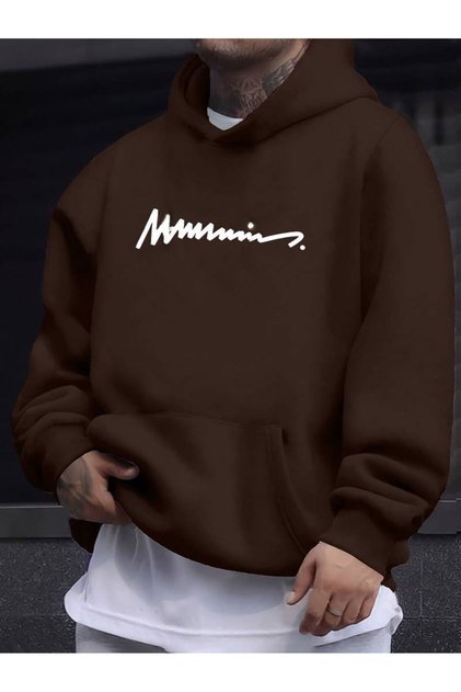 Men's Handwritten Printed Hooded Sweatshirt
