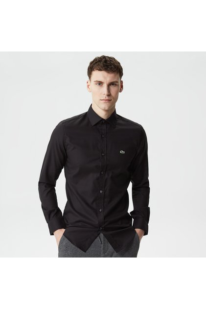 Erkek Slim Fit Siyah Gömlek