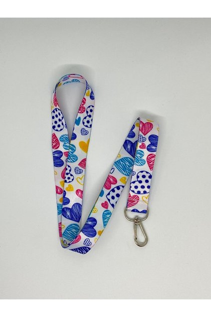 Colorful Heart Themed Neck Lanyard Card Strap