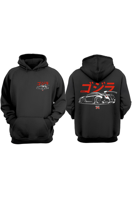 Unisex Gtr Car Design Front Back Printed Regular Fit Black Sweatshirt