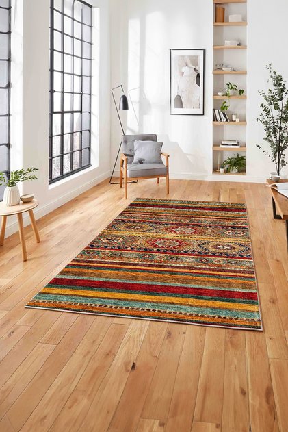 Baskılı Etnik Sade Desen Yıkanabilir Kaymaz Taban Yolluk Mutfak Salon Halısı