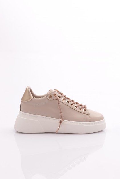 Es854 Women's Thick Sole Silver Stone Lace-Up Sneakers