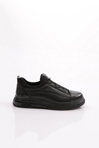 Erkek Kalın Taban Bağcıklı Günlük Rahat Taban Spor Sneaker Ayakkabı Siyah