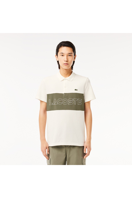 Erkek Regular Fit Renk Bloklu Krem Polo