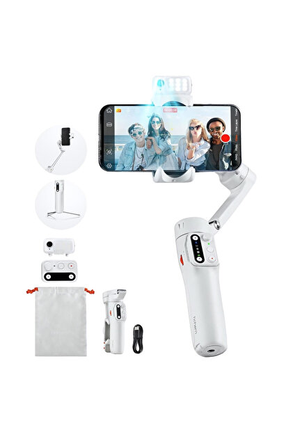 Hohem İsteady V3 Yapay Zeka Takip Sensörlü Beyaz Telefon Gimbal