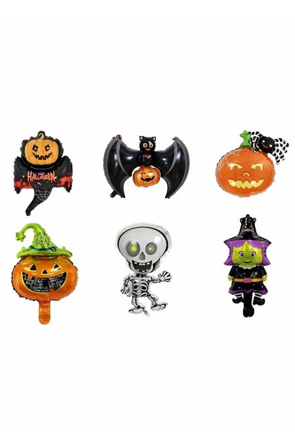 Halloween Mini Set Foil Balloon 6 Pieces 40 cm Decoration Ghost Pumpkin Bat