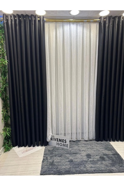 Nivemeshome Perdea din tul cu pliuri dense 1/2,5, din in, pentru noul sezon Apm