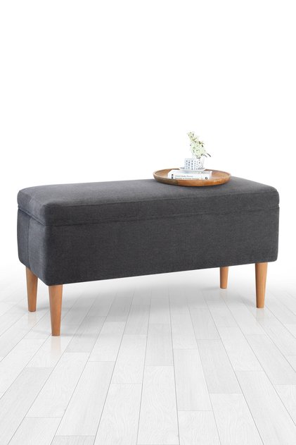 Glend Sandıklı Bench Puf - Gri