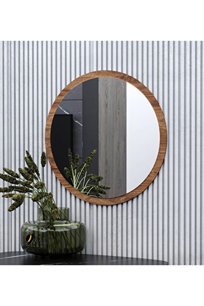 Dekoratif Yuvarlak Ayna Natural Antre Hol Koridor Duvar Salon Mutfak Banyo Wc Ofis Aynası