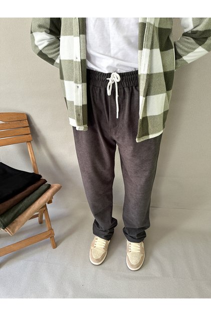 Men's Elastic Waist Baggy Fit Slim Corduroy Pants