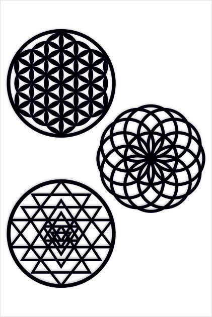 Wooden Flower of Life Sri Yantra Torus Breath Triple Decorative Painting Wall Ornament Home Gift