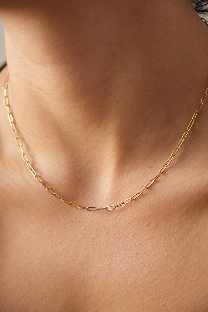 Steel Paperclip Oval Ring Chain Necklace Suitable for Daily Use Tarnish Resistant Cable Chain Necklace 2mm