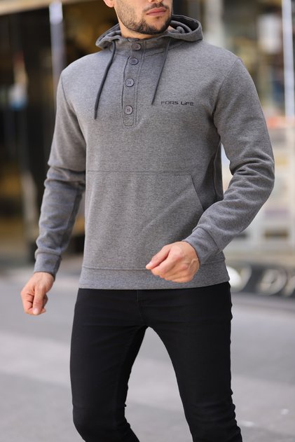 Men's Hooded Button Sweatshirt