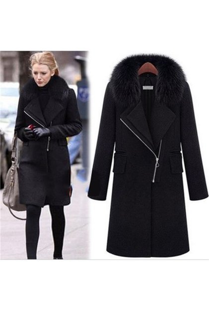 Toridas Winterpelzmantel für Damen 822schwarz
