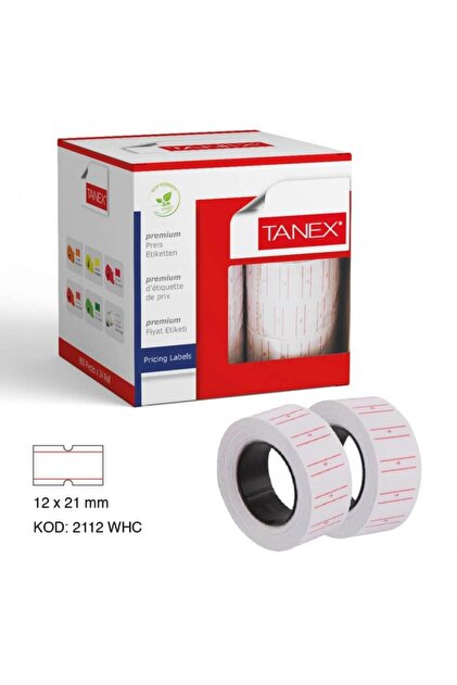 Beyaz Renkli Fiyat Etiketi 12 x 21 Mm 24 Rulo