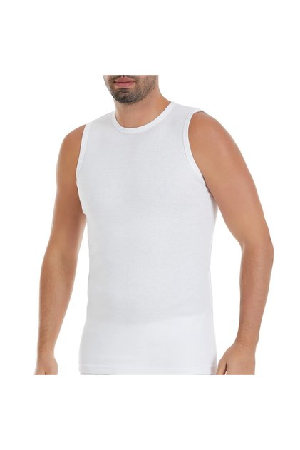 6 Pieces 100% Cotton Crew Neck Ribbed Men's Sleeveless Undershirt