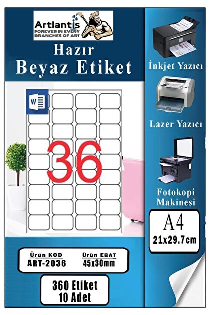 がくページ☆ Artlantis A4 Hazır Etiket 63.5x38.1 mm 10 Sayfa 1 Paket Kendinden
