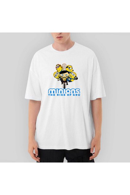 Minions Ride Bikes Oversize White T-Shirt